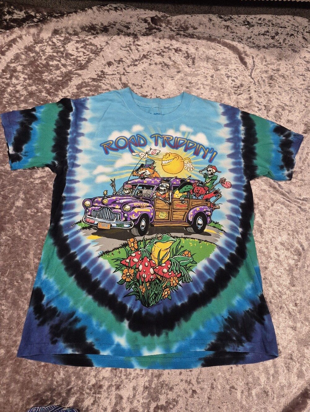 NWOT Liquid Blue Road Trippin' Tie Dye Double-Sided Festival Graphic T-Shirt S